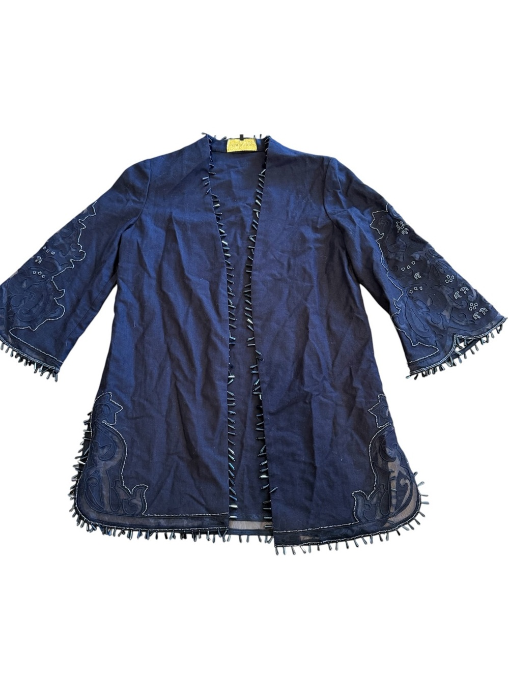Kobi Halperin Navy Blue Beaded Collar Jacket